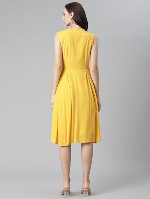 tie front solid flared dress - 17948528 - Standard Image - 3