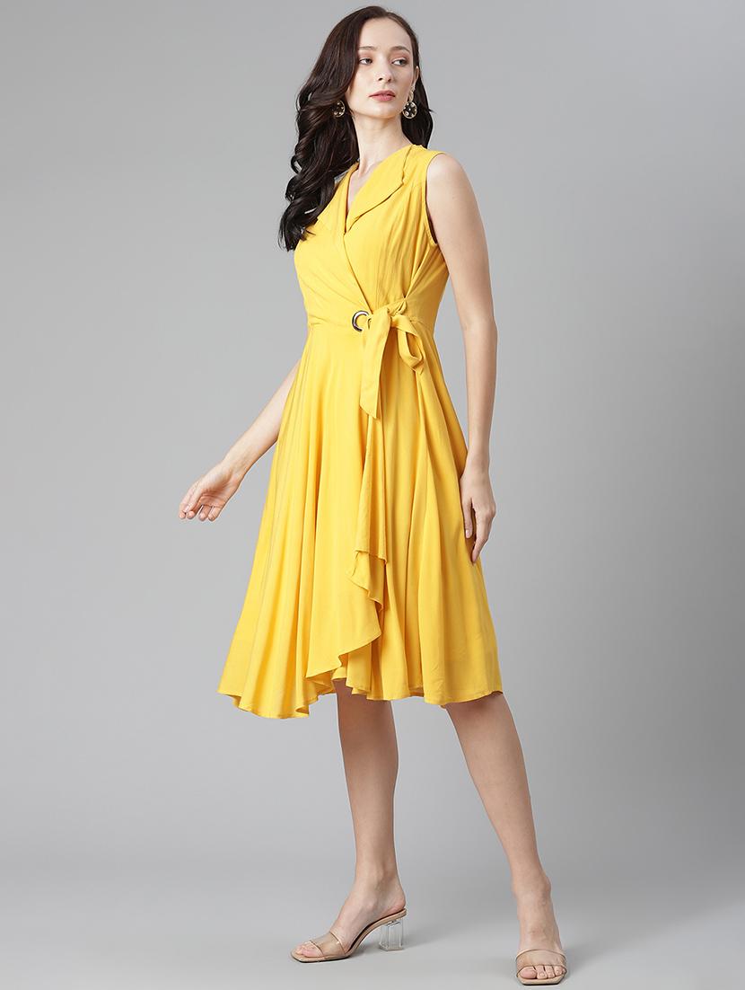 tie front solid flared dress - 17948528 - Zoom Image - 2