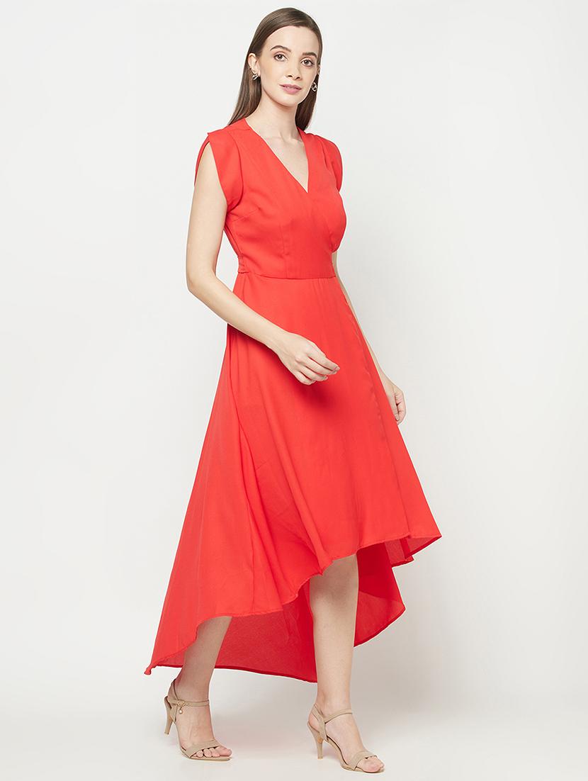tie front solid wrap dress - 17948535 - Zoom Image - 2