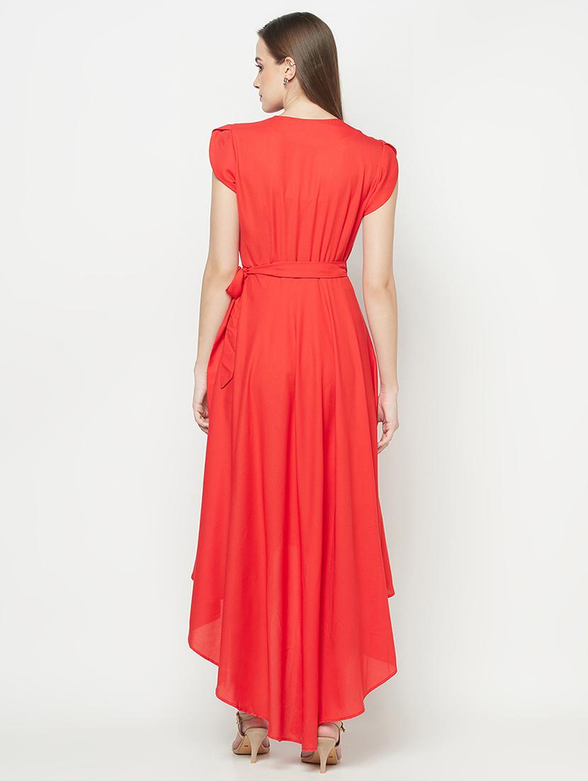 tie front solid wrap dress - 17948535 - Zoom Image - 3