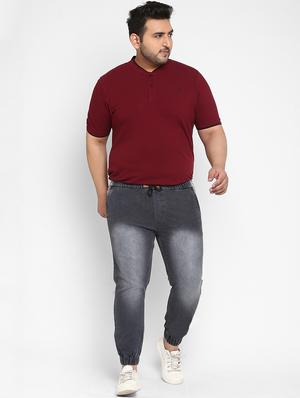 plus grey washed denim joggers - 17948795 - Standard Image - 4