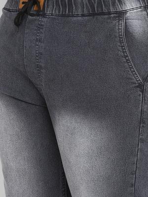 plus grey washed denim joggers - 17948795 - Standard Image - 5