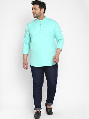 plus blue solid casual shirt - 17948801 - Standard Image - 4