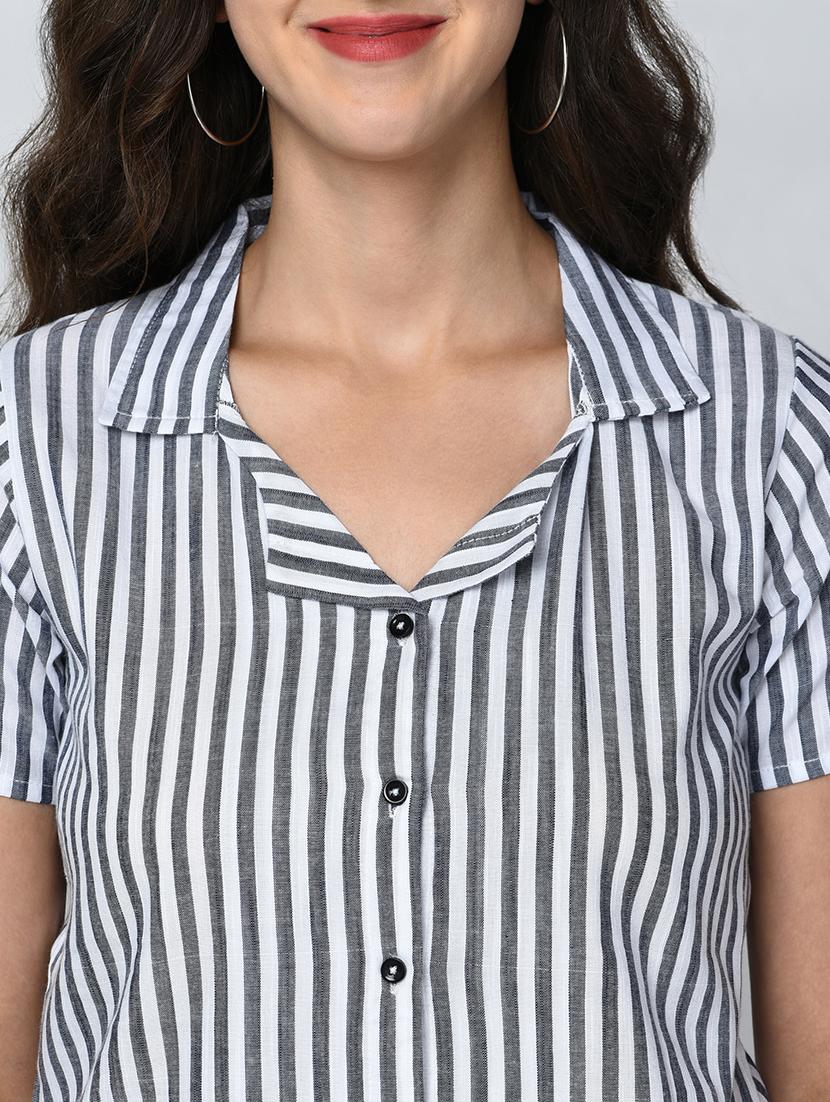 stripe print crop shirt - 17949274 - Zoom Image - 5