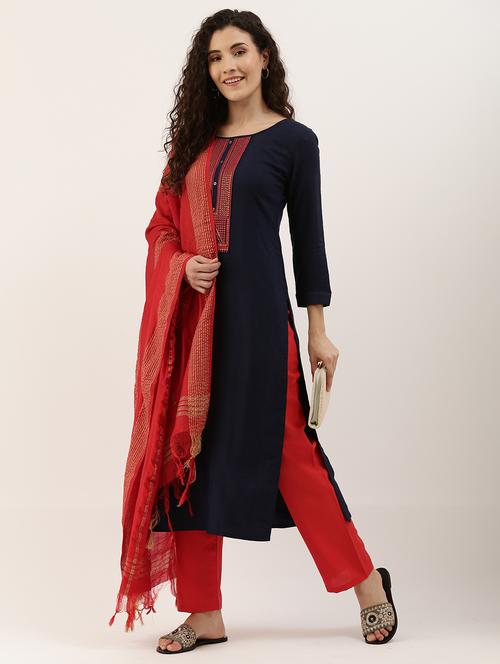 embroidered unstitched suit set - 17949656 - Standard Image - 1