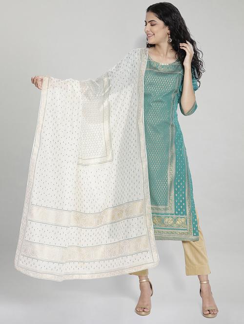 white polyester woven dupatta - 17949990 - Standard Image - 1