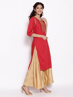 embroidered straight kurta - 17950011 - Standard Image - 2