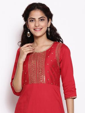 embroidered straight kurta - 17950011 - Standard Image - 4