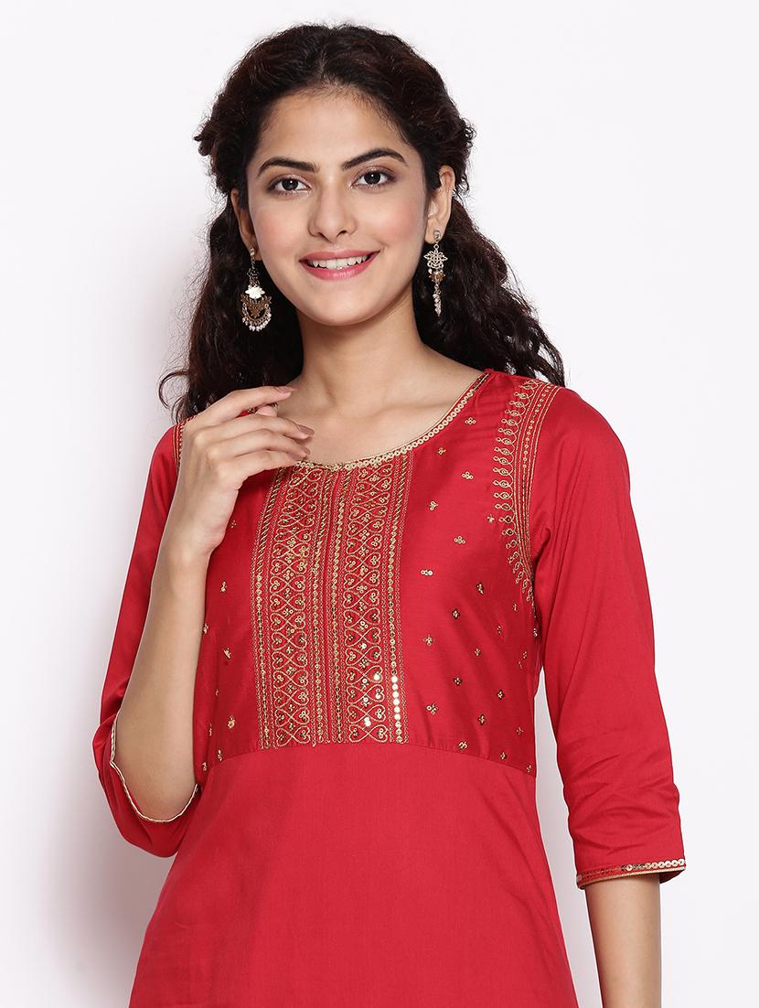embroidered straight kurta - 17950011 - Zoom Image - 4