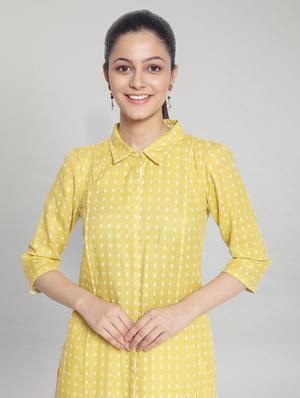 yellow printed straight kurta - 17950042 - Standard Image - 4