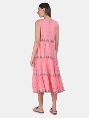 round neck printed tiered dress - 17951524 - Standard Image - 3