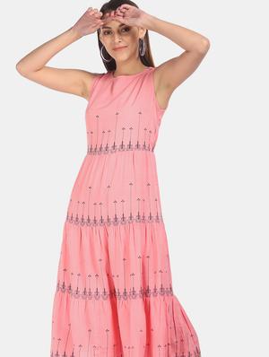 round neck printed tiered dress - 17951524 - Standard Image - 4