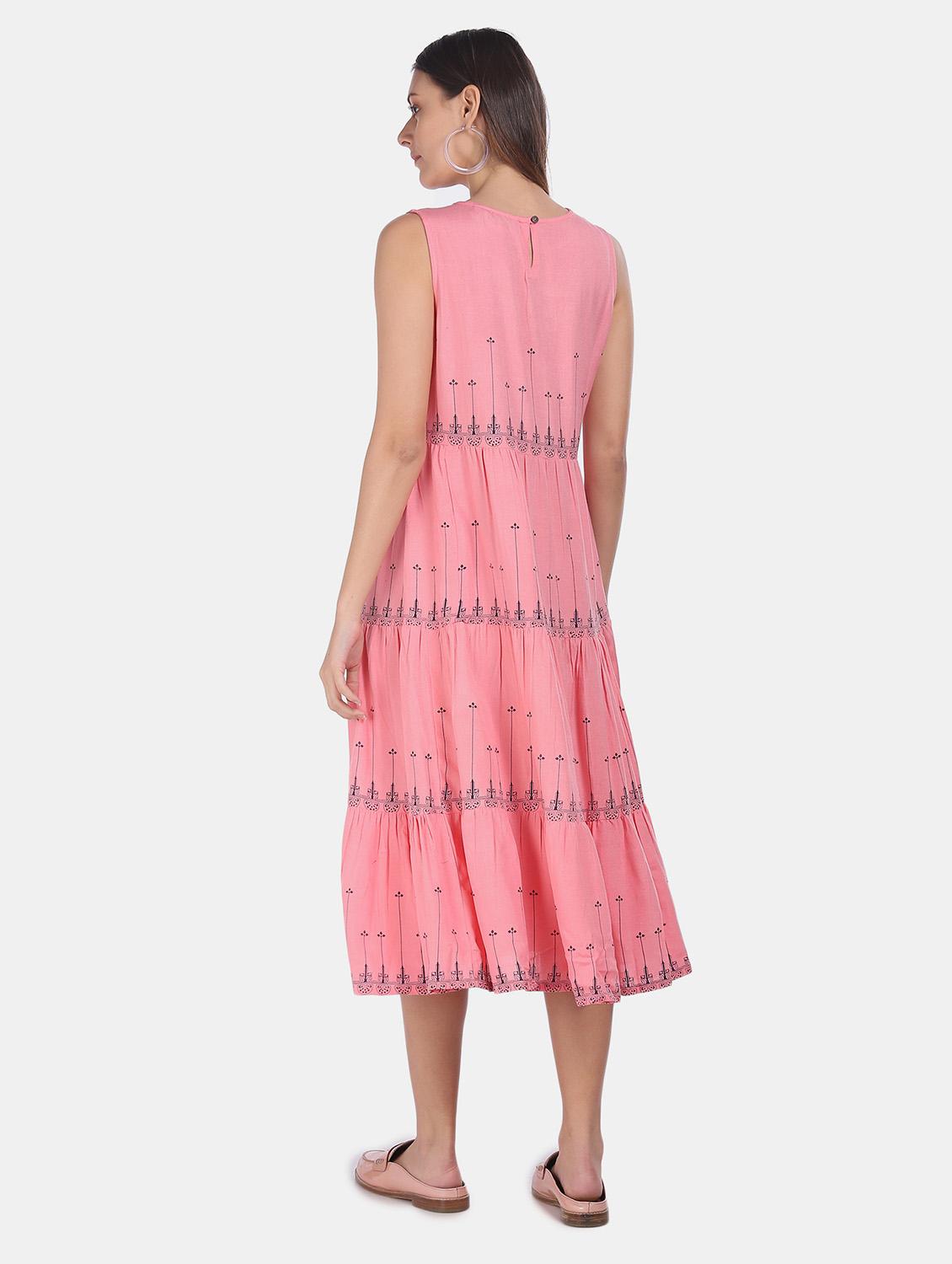 round neck printed tiered dress - 17951524 - Zoom Image - 3