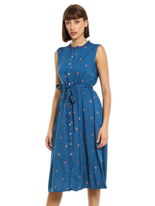 tie front embroidered detail a-line dress - 17951531 - Standard Image - 1