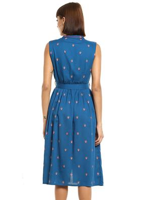 tie front embroidered detail a-line dress - 17951531 - Standard Image - 3