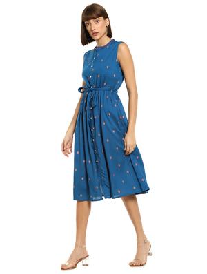 tie front embroidered detail a-line dress - 17951531 - Standard Image - 4