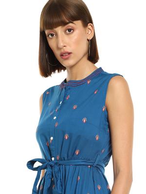 tie front embroidered detail a-line dress - 17951531 - Standard Image - 5
