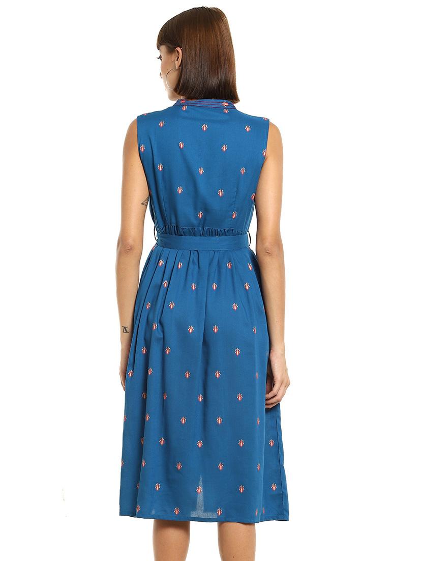 tie front embroidered detail a-line dress - 17951531 - Zoom Image - 3