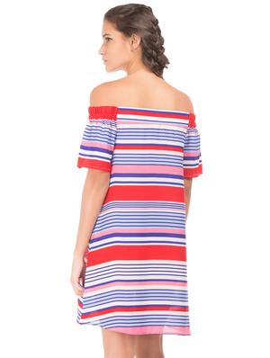 off shoulder striped shift dress - 17951587 - Standard Image - 3