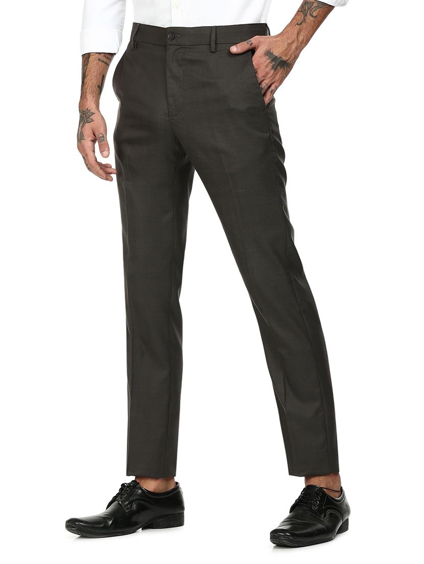 grey checkered flat front formal trouser - 17951817 - Zoom Image - 2