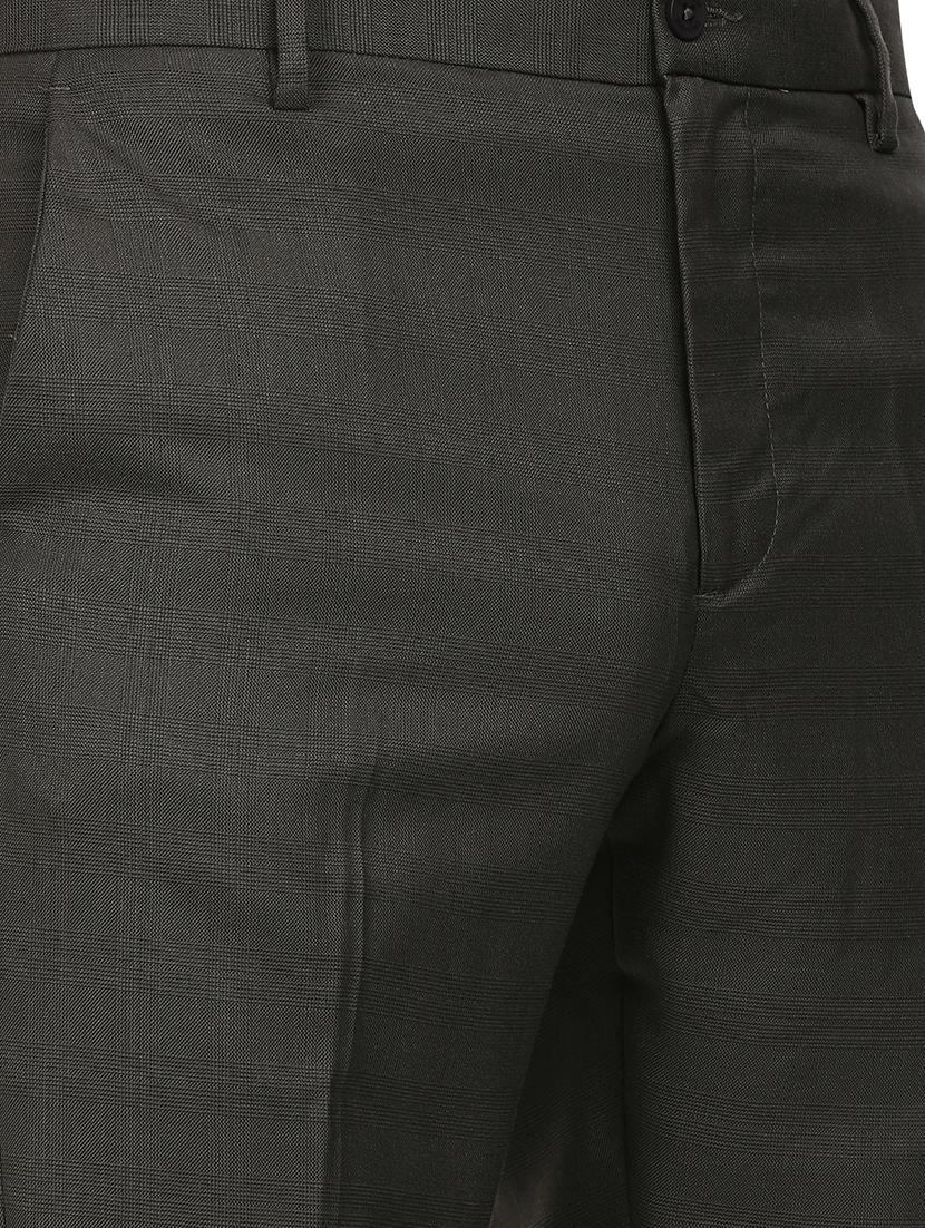 grey checkered flat front formal trouser - 17951817 - Zoom Image - 5