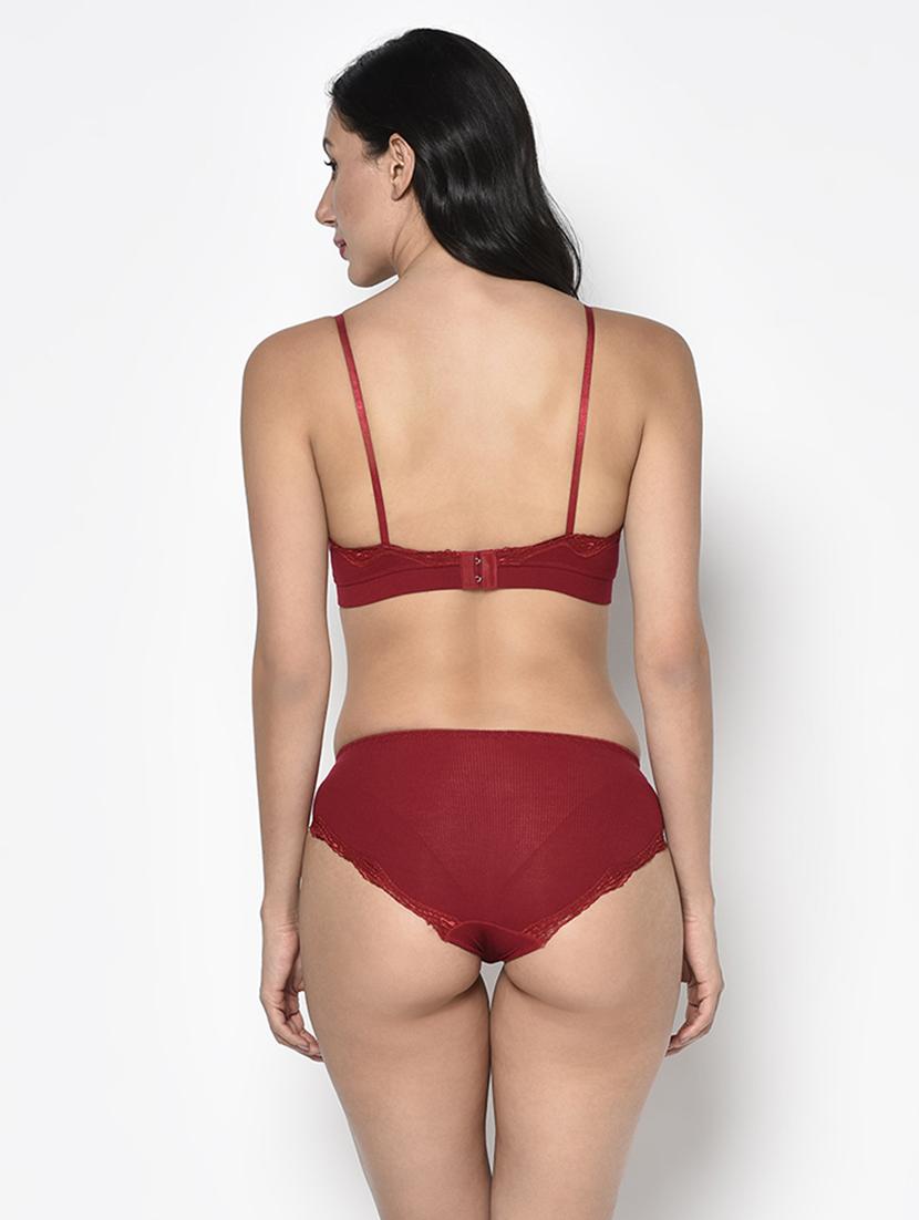 red solid bras and panty set - 17952147 - Zoom Image - 3