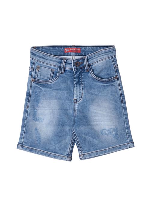 blue solid denim shorts - 17952471 - Standard Image - 1