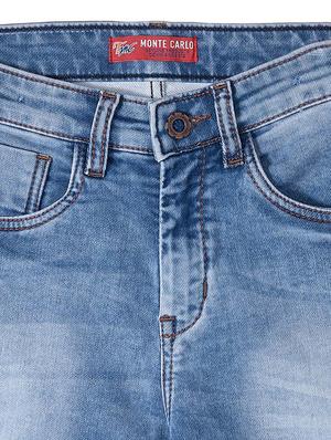 blue solid denim shorts - 17952471 - Standard Image - 3