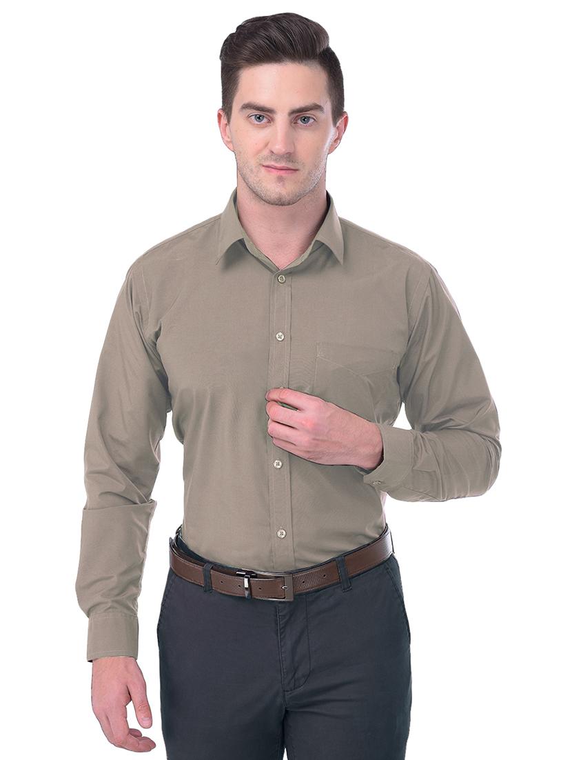 beige solid formal shirt - 17954322 - Zoom Image - 1