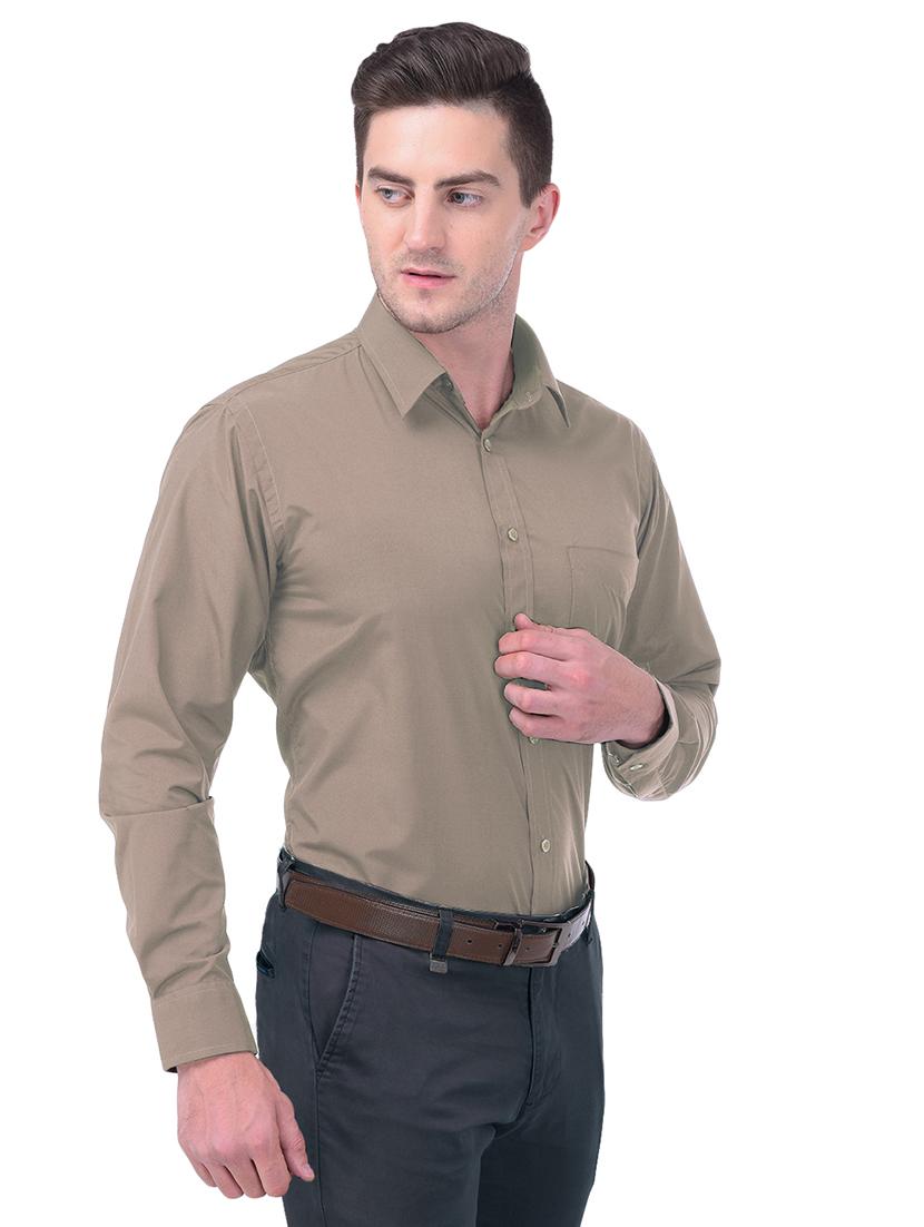 beige solid formal shirt - 17954322 - Zoom Image - 2
