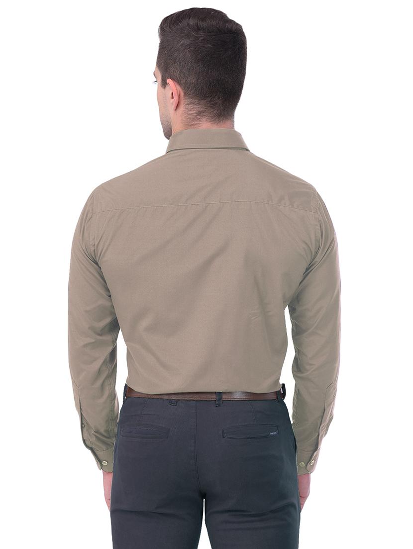 beige solid formal shirt - 17954322 - Zoom Image - 3