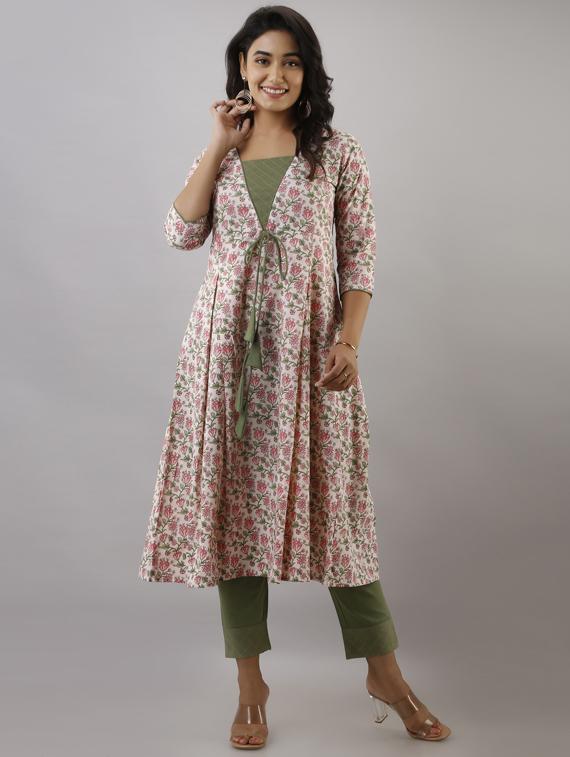 floral kurta pant set - 17956031 - Zoom Image - 1