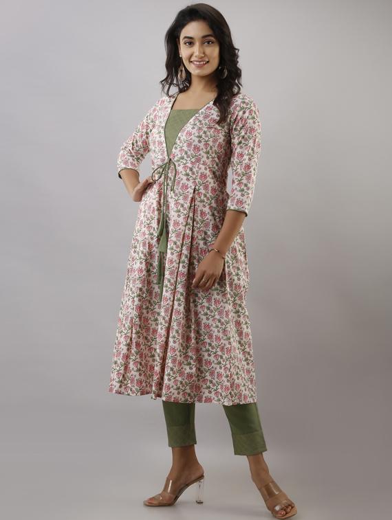 floral kurta pant set - 17956031 - Zoom Image - 2