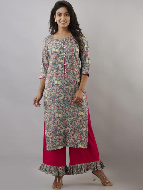 floral kurta palazzo set - 17956032 - Standard Image - 1