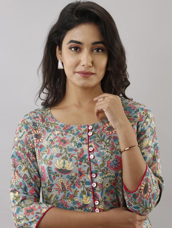 floral kurta palazzo set - 17956032 - Zoom Image - 5