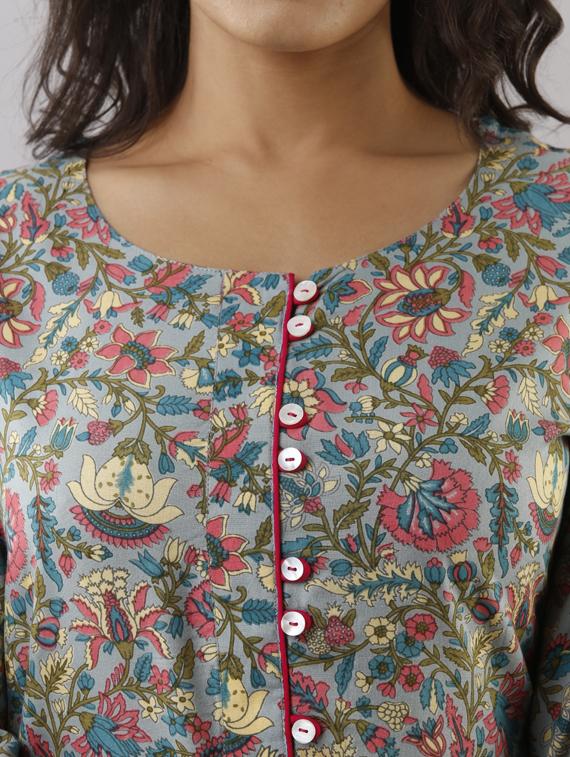 floral kurta palazzo set - 17956032 - Zoom Image - 6