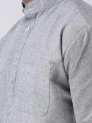 grey solid short kurta - 17956361 - Standard Image - 5