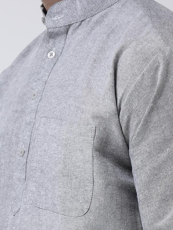 grey solid short kurta - 17956361 - Zoom Image - 5
