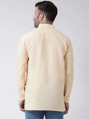 beige solid short kurta - 17956371 - Standard Image - 3