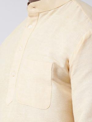beige solid short kurta - 17956371 - Standard Image - 5