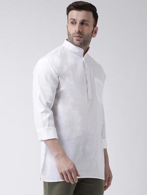 white solid short kurta - 17956374 - Standard Image - 2