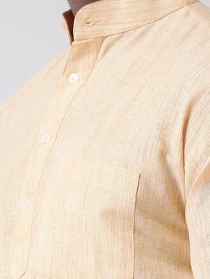 beige self design short kurta - 17956379 - Standard Image - 5