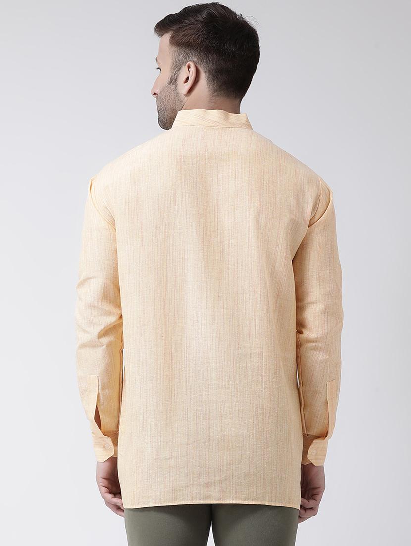 beige self design short kurta - 17956379 - Zoom Image - 3