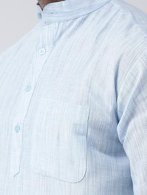 blue self design short kurta - 17956380 - Standard Image - 5