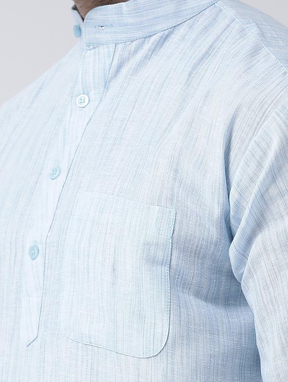 blue self design short kurta - 17956380 - Zoom Image - 5