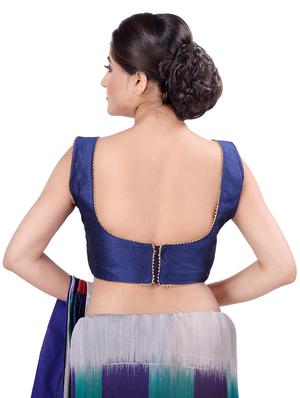 blue silk solid blouse - 17956982 - Standard Image - 4