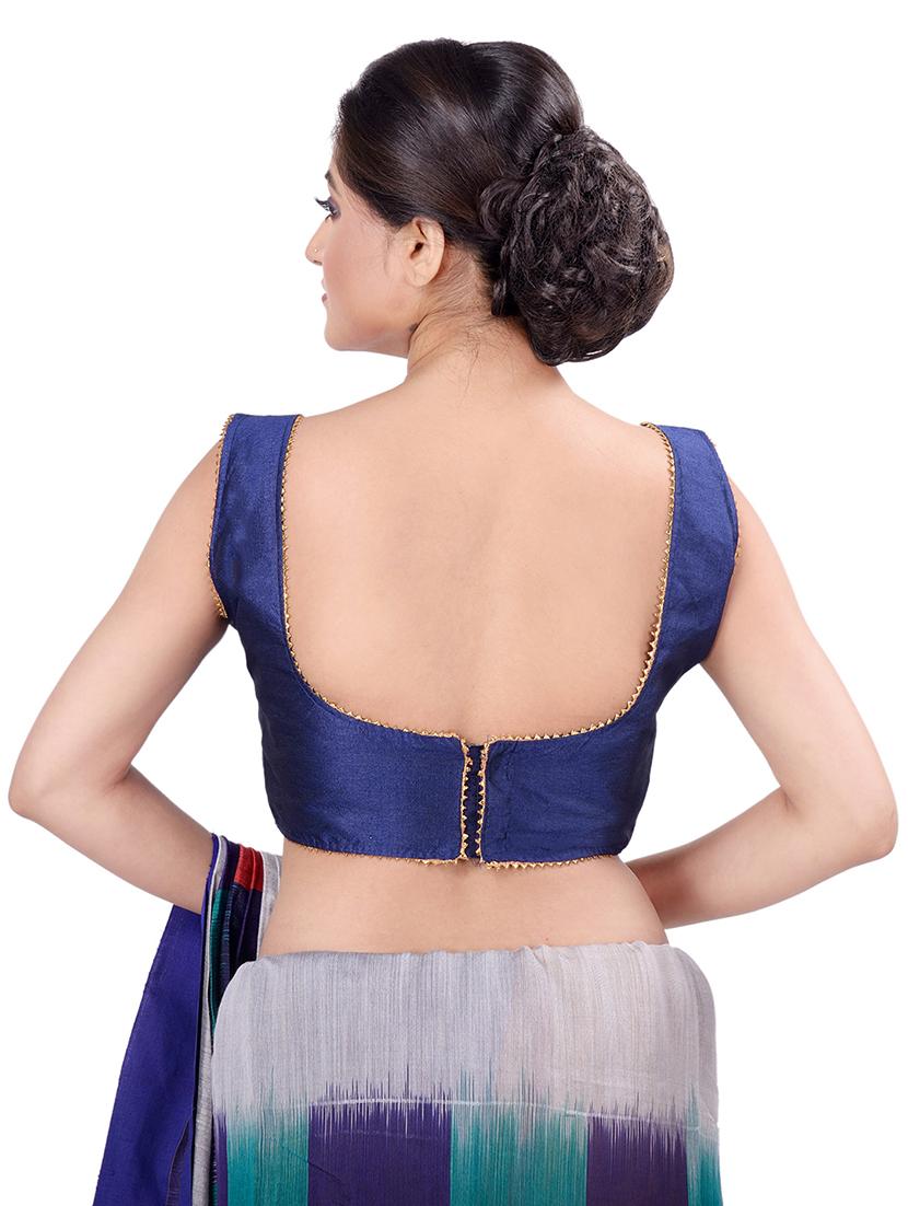 blue silk solid blouse - 17956982 - Zoom Image - 4