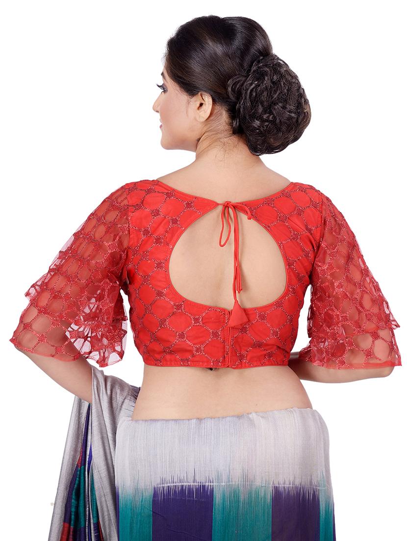 red silk solid blouse - 17956987 - Zoom Image - 3