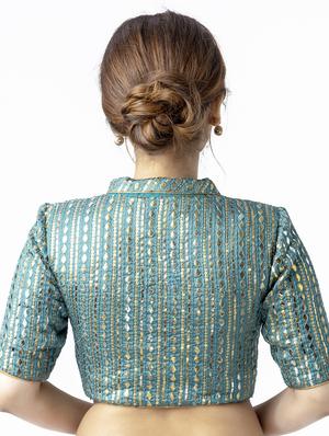green crepe embroidered blouse - 17957719 - Standard Image - 3