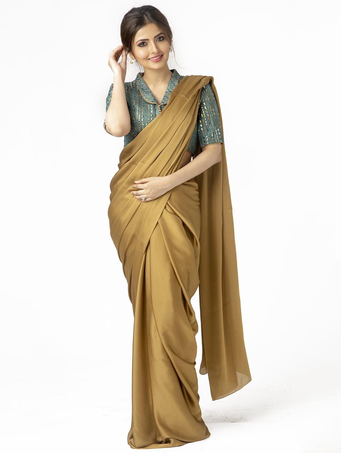 green crepe embroidered blouse - 17957719 - Zoom Image - 4